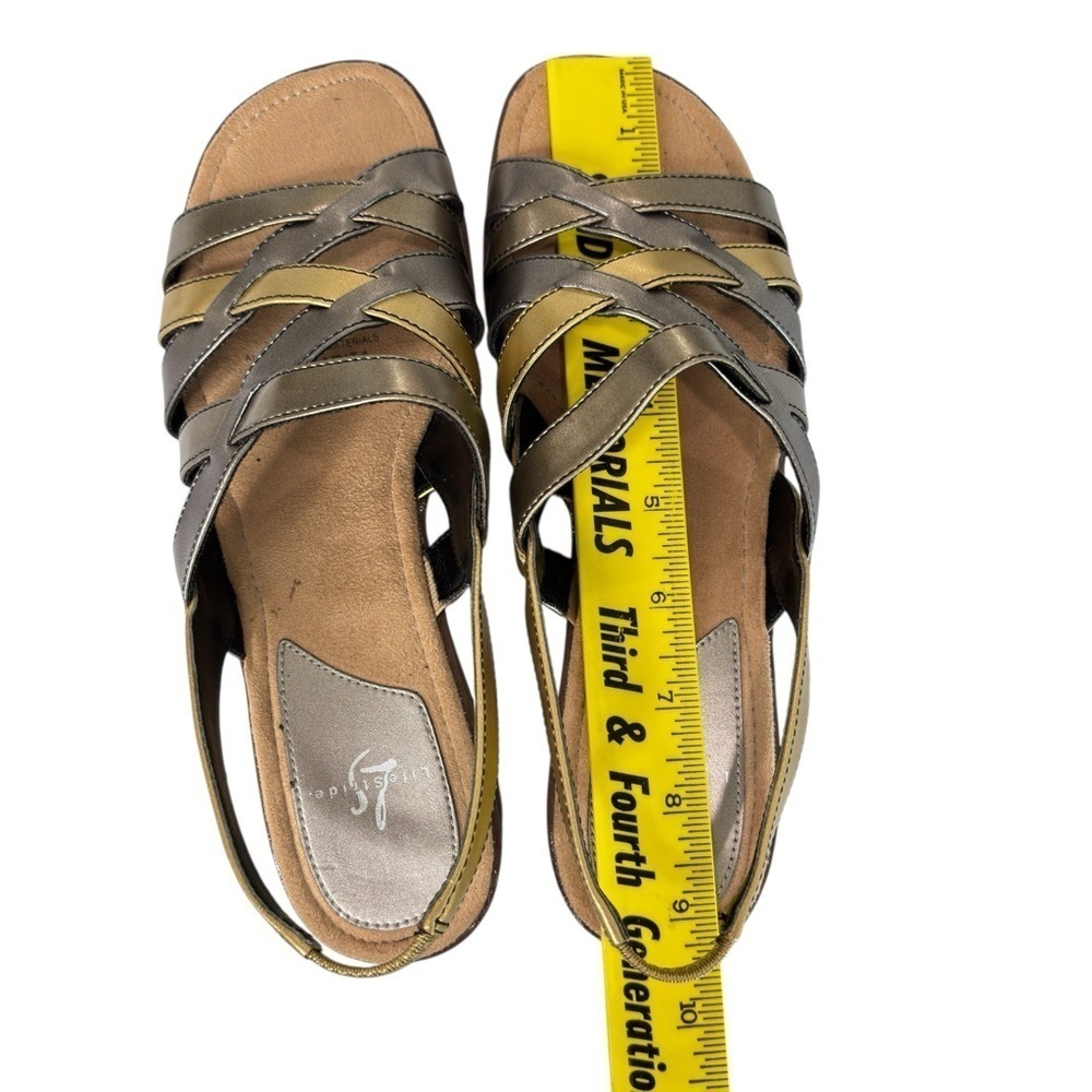 Lifestride Margarita Metallic Slingback Wedge Heel Sandals Womens Shoes Size 6.5 - Picture 7 of 15